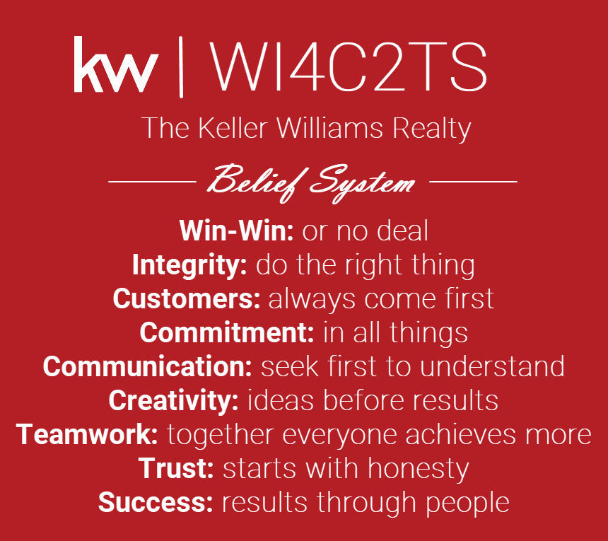 Keller Williams Realty Belief System.